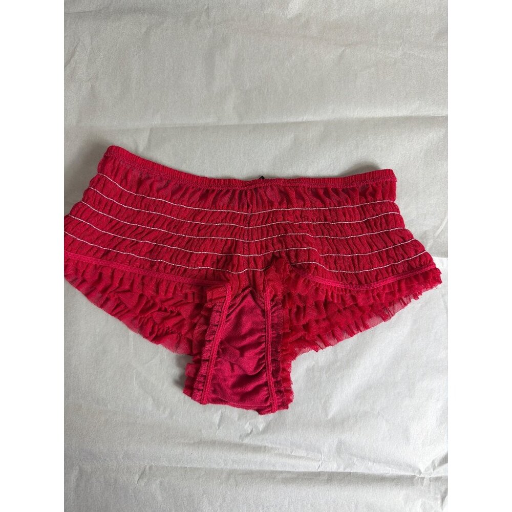 Seduction By Fredericks Of Hollywood Red Ruffle Boyshort Panties Size S Nylon & - Picture 6 of 10